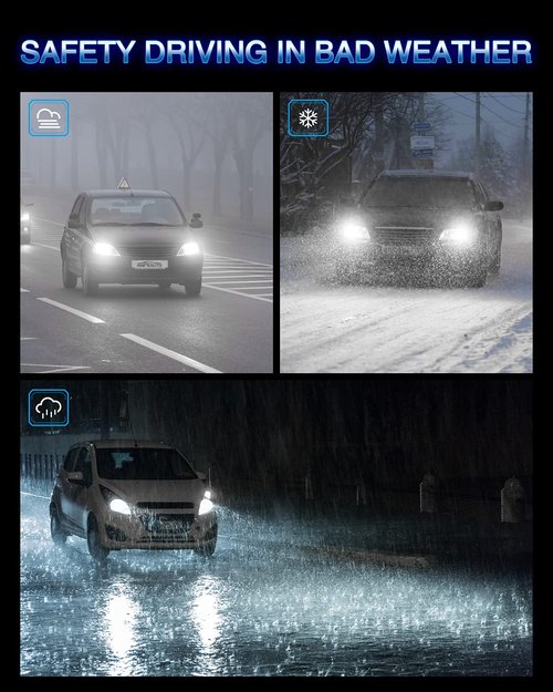 Marsauto H11 9005 Fog light Combo, [Upgraded&Brightest] Super Bright H9 H8 HB3 Off-Road Use or Fog Light Bulbs,6000K White Non-Polarity Plug and Play, Pack of 4