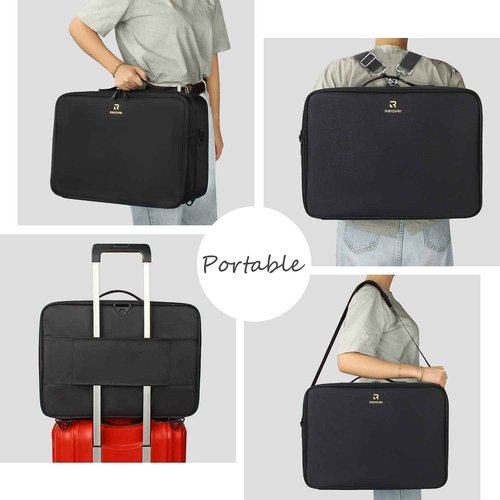 Relavel Large Makeup Organizer Profession Makeup Bag Extra Large Makeup Case with Adjustable Dividers, Adjustable Angle Fixed Belt and Shoulder Strap