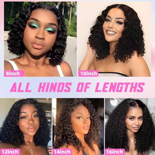 HD Glueless Wigs Human Hair Pre Plucked Pre Cut Bob 4x4, 16 Inch #30 Light Brown 210% Density Hairline Curly Bob Wig Human Hair, Wear and Go Deep Wave Lace Front Wigs Human Hair for Black Women