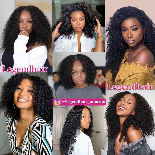 Legendhair Glueless V Part Wigs Human Hair Afro Kinky Curly Upgrade U Part Wigs for Black Women Kinky Curly V Part Human Hair Wigs Full Head Clip In Half Wig 200% Density 20 Inch