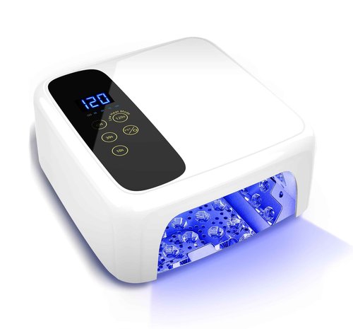Interchangeable Light Panel & Battery - Cordless Rechargeable 72W UV LED Nail Lamp with Metallic Reflector & Base, Professional Salon-Grade Wireless Gel Nail Dryer Fast Curing Light (White)