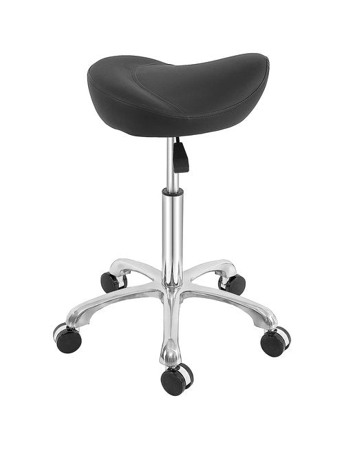 MWOSEN Saddle Stool Rolling Swivel Height Adjustable with Wheels. Saddle Chair Salon, Spa, Tattoo, Pedicure, Massage -Esthetician Chair(Black)
