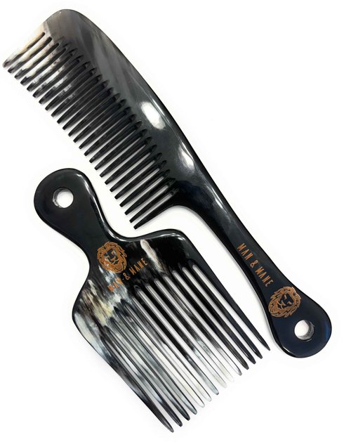 Premium Handmade 100% Oxhorn Anti-static Detangling Styling and Hair Pick Combs Combo Pack for Women & Men