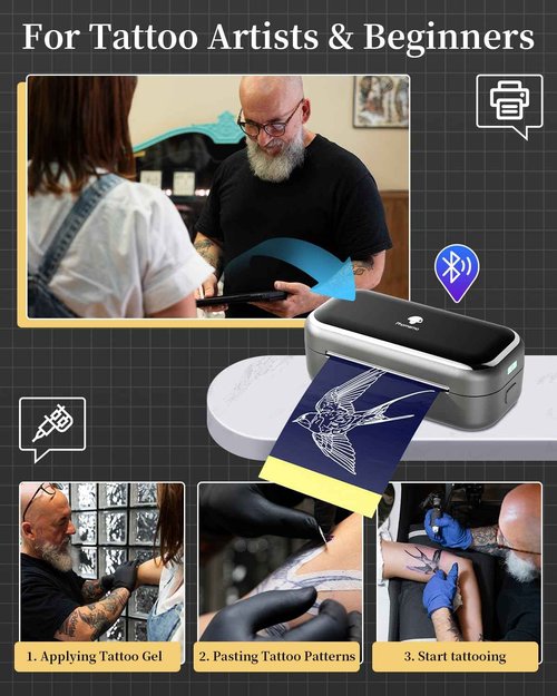 Phomemo TP31 Wireless Tattoo Stencil Printer with 130pcs Tattoo Transfer Paper