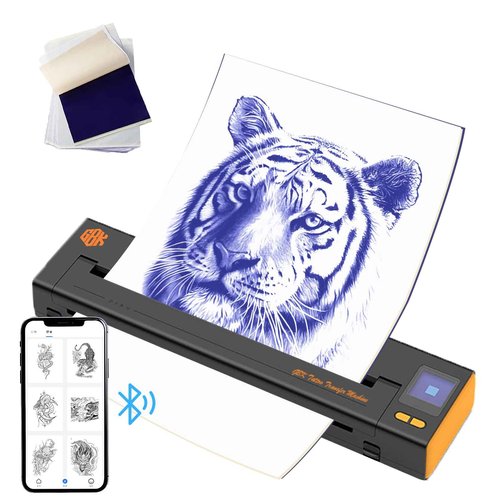 Tattoo Stencil Printer，Wireless Thermal Tattoo Printer Bluetooth Tattoo Transfer Printer with 10 Transfer Papers，Compatible with Smartphone/ipad&PC，Tattoo Supplies for Tattoo Artists&Beginners