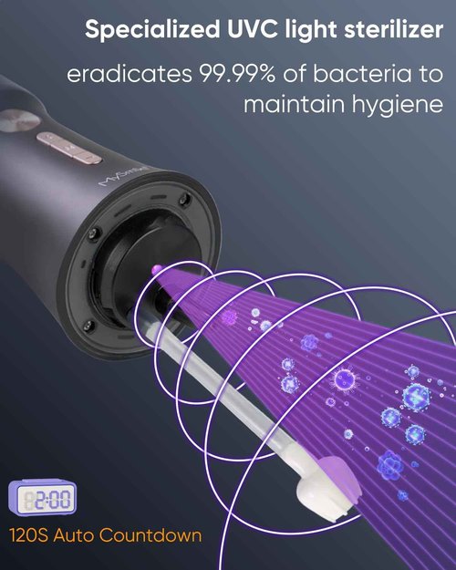 MySmile LP221 UVC Sterilizable Cordless Water Flossers Mouthwash Alcohol Free, Fresh Mint, 60 Uses