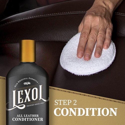 Leather Conditioner and Cleaner Kit by Lexol, Use on Furniture, Car Interiors, Shoes, Handbags, Includes 2 Application Sponges, Two-Step System, 8 oz Each