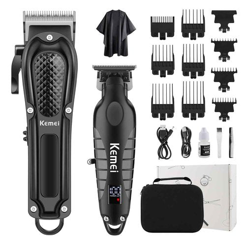 KEMEI Professional Hair Clippers Set for Men, Cordless Rechargeable Barber Clippers & Trimmers Kit, Clippers for Hair Cutting, Gifts for Men