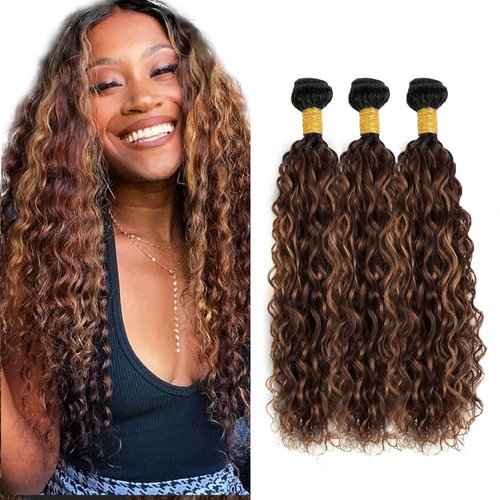 24 26 28 inch P430 Human Hair Bundles Ombre Water Wave Bundles Human Hair Highlight Water Wave Bundle 3 Tone