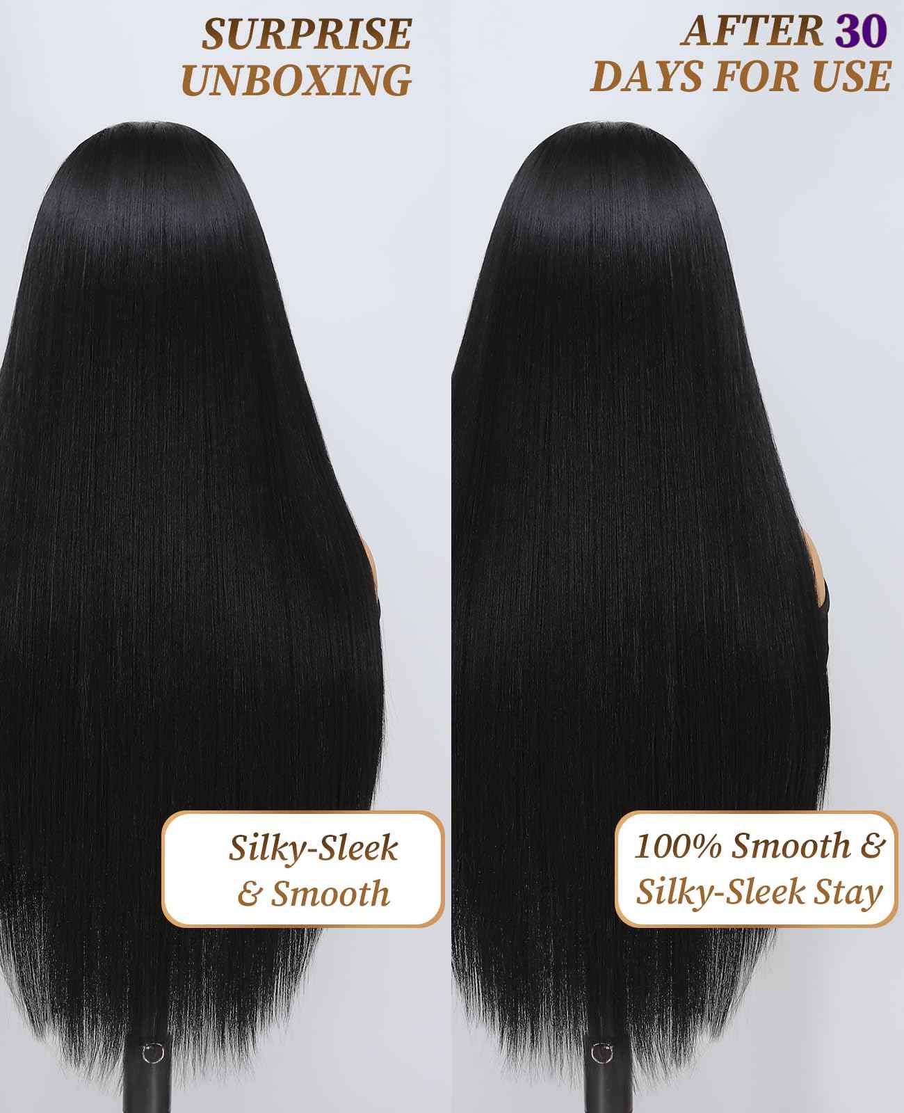 Latasha 13x6 Synthetic Lace Front Wig for Black Women Straight HD Lace Frontal Wigs Pre Plucked Wear and Go Glueless Wigs for White Women 28 inch Long Black Wig (Off Black 1B)