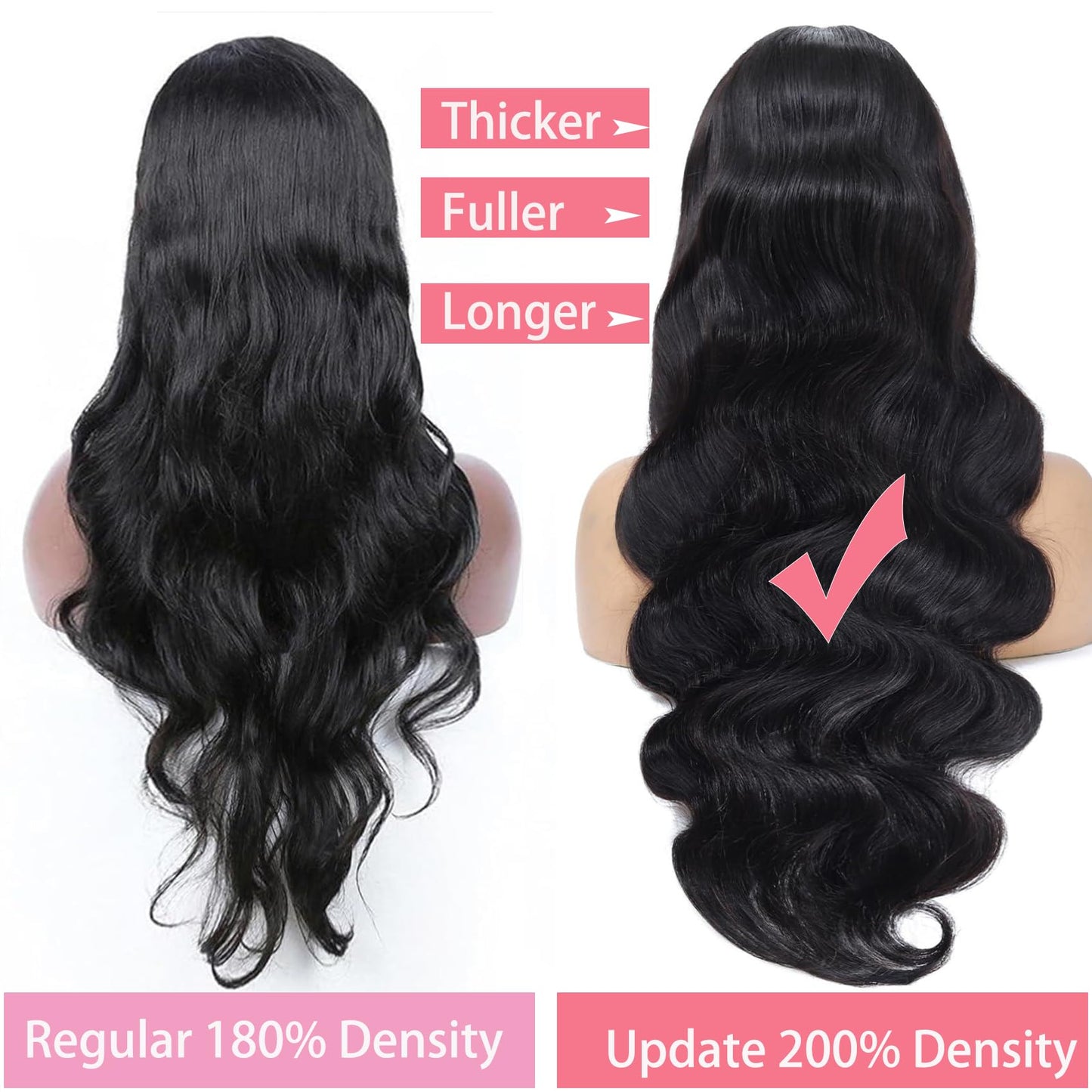 13x6 Body Lace Front Wigs Human Hair 200% Density HD Transparent Lace 100% Real Human Hair Body Wave Frontal Wig Pre Plucked Glueless Wigs with Baby Hair for Women 20 Inch Body Wave Wig Natural Color