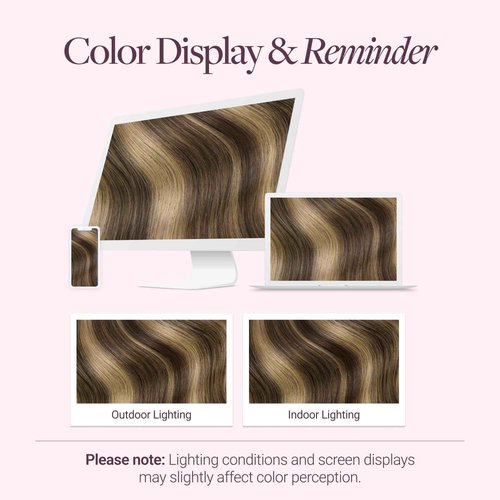 GOO GOO Tape in Hair Extensions Human Hair, 4/27/4 Balayage Chocolate Brown to Caramel Blonde, 8cm Wide Tape, 18inch 10pcs 50g, Tape Weft Hair Extensions, Real Human Hair, Seamless Tape in
