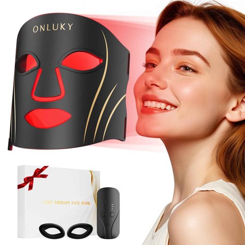 ONLUKY Red Light Therapy Mask for Face,70 LED Face Mask Light Therapy,USB C Rechargeable,Infrared Light Therapy Mask for Home Working Travel Yoga Sleep