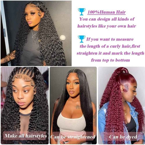 Deep Wave Bundles with Frontal 13x4 Lace Frontal With Bundles 100% Unprocessed Brazilian Hair Extensions Natural Color (Deep Wave 3+1, 18 20 22+16)