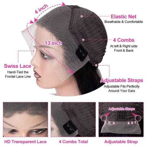 GOMOST Body Wave Lace Front Wigs Human Hair 13x4 HD Transparent Lace Front Wigs Human Hair Pre Plucked with Baby Hair 180% Density Glueless Wigs Human Hair for Women Natural Black 26Inch,1.0 Count