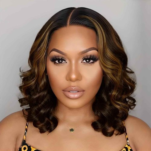 Tinashe Wear and Go Glueless Bob Wigs Human Hair 5x6 HD Lace Closure Wigs Pre Plucked Body Wave Lace Front Wigs Human Hair Short Wigs for Black Women (Loose Body Bob Wig P1B/2/30, 14inch)