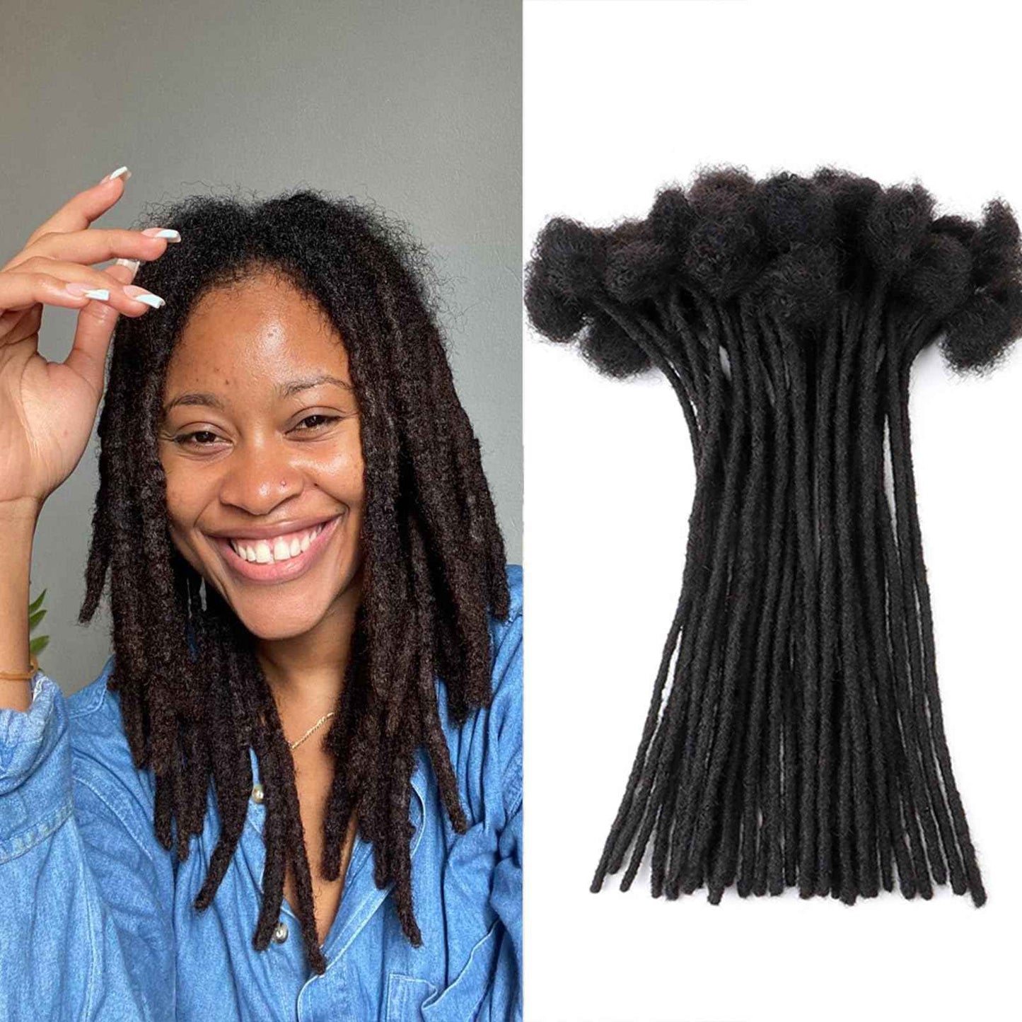 Loc Extensions Human Hair 0.4cm&0.6 cm&0.8cm width 4-18inch 10, 20, 40, 100 strands 100% Human Hair Locs Extensions for Men Women Natural Dreadlocks Can Be Dyed Bleached Curled 0.6cm 10inch 30 Strands