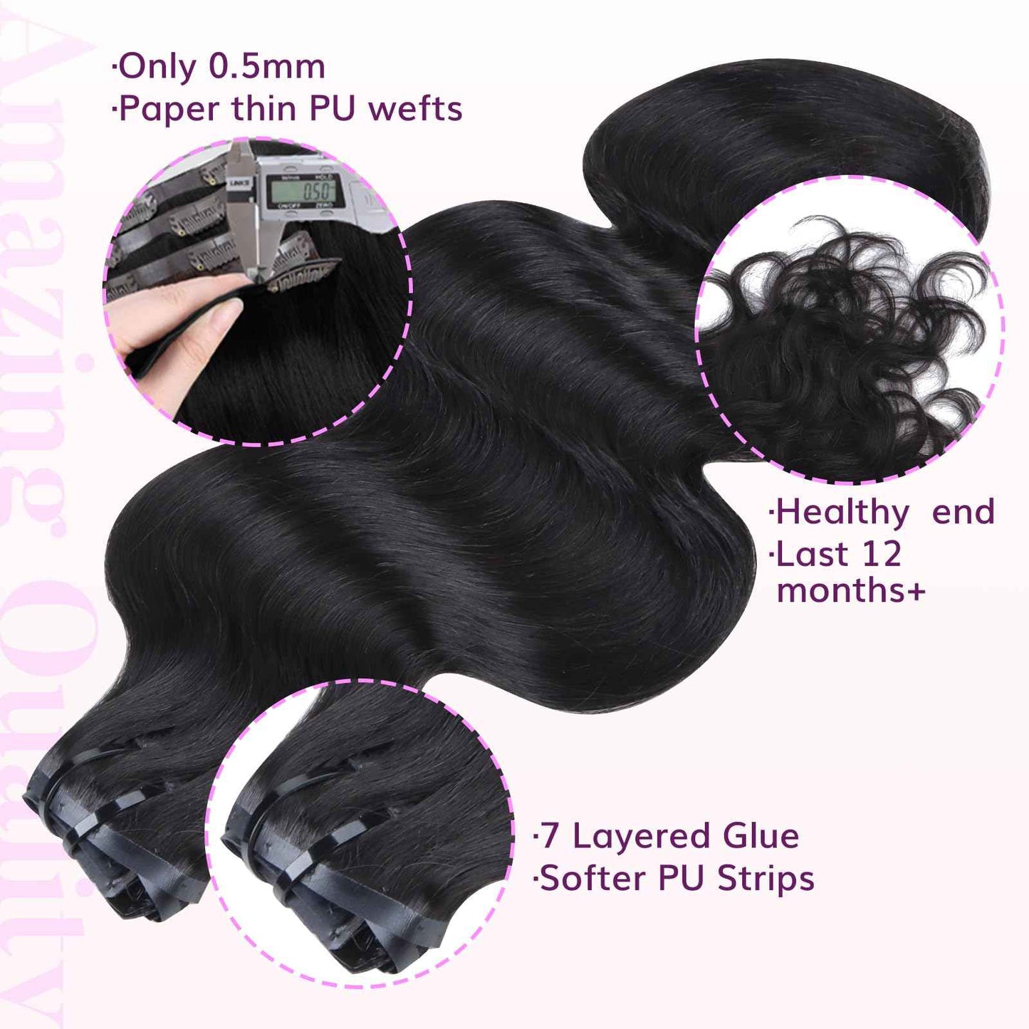 IDN BEAUTY Seamless Clip In Hair Extensions Human Hair, Body Wave 16 Inch 110g 7pcs Natural Black Real Virgin Human Hair Seamless Clip Ins For Black Women PU Weft Invisible Edge