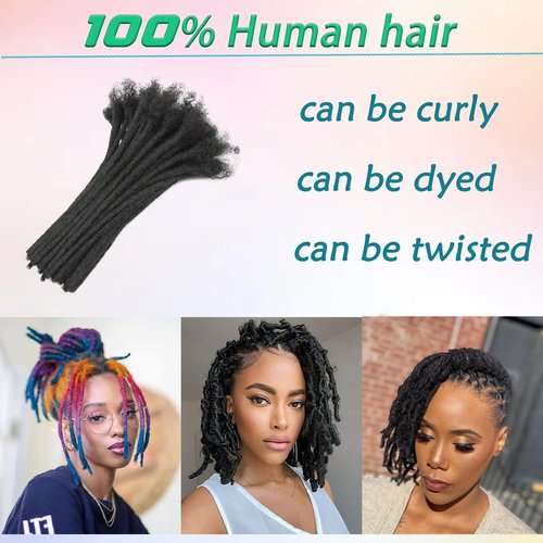 Luckroce Loc Extension Human Hair 6 Inch 70 Strands Human Hair Loc Extensions Permanent Dreadlock Extensions for Women Men (Width 0.4cm #1B)