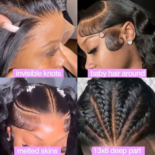 BunnyQ 24 Inch Water Wave Lace Front Wigs Human Hair 13x6 HD Lace Frontal Wigs Pre Plcked Deep Part Curly Wig for Women 200% Density Water Wave Lace Front Wigs With Baby Hair