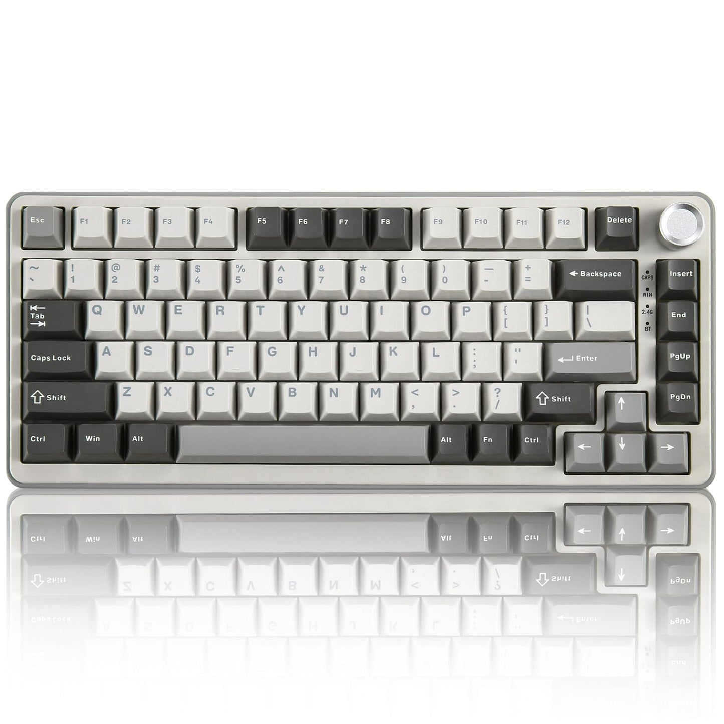 YUNZII B75 PRO Wireless Mechanical Keyboard,75% Layout with Knob,Hot Swap Gasket Custom Structure,Creamy Pre-lubed Switches,RGB Backlit,Bluetooth/Type-C/2.4G for Win/Mac(Milk Switch,Grey)