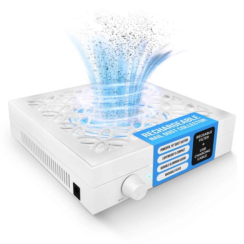 Agilawood Nail Dust Collector – Rechargeable, Portable & Quiet Suction with Nail Vacuum Dust Collector Reusable Filter, USB Charging, Aluminum Body, & Professional Dust Collector Nail Tech Supplies