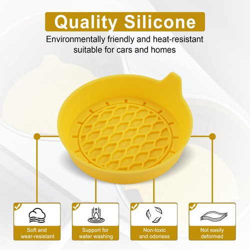 SINGARO Car Cup Holder Coaster, Silicone Cup Holder Insert, Universal Non-Slip Cup Holders, Car Accessories Interior for Women and Man 4 Pack Yellow