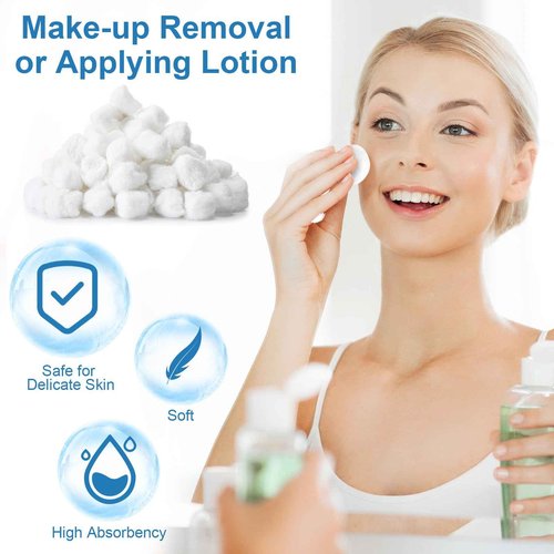 Heigble 3000 Pcs Soft Cotton Ball Bulk Organic Medium Cotton Ball for Absorbent Multipurpose Pure Nail Polish Remover Makeup Removal First Aid Face Crafting Cleaning Skin Applying Lotion