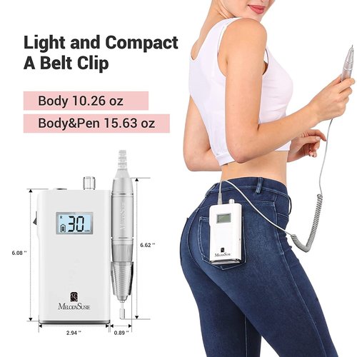 MelodySusie Professional Rechargeable 30000 RPM Nail Drill with Nail Stamper Kit