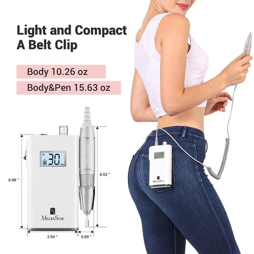 MelodySusie Professional Rechargeable 30000 RPM Nail Drill with Large Barrel Nail Buffer Bit