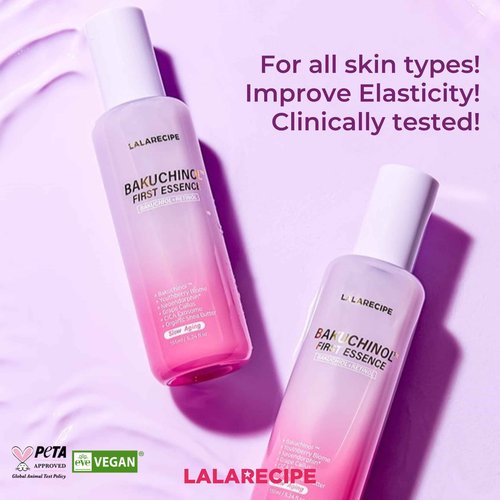 LALARECIPE Bakuchiol First Essence – Hydrating Milky Korean Toner with Retinol Liposome, Shea Butter & Peptides – Vegan Skincare for Wrinkle Care & Elasticity (5.24 fl oz)