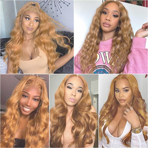 FuivJuix #27 Blonde Bundles Body Wave Bundles Human Hair 28 28 28 Inch Brazilian Virgin Hair Honey Blonde Body Wave Bundles Human Hair Extensions 3 Bundle 50 Gram Per Bundle