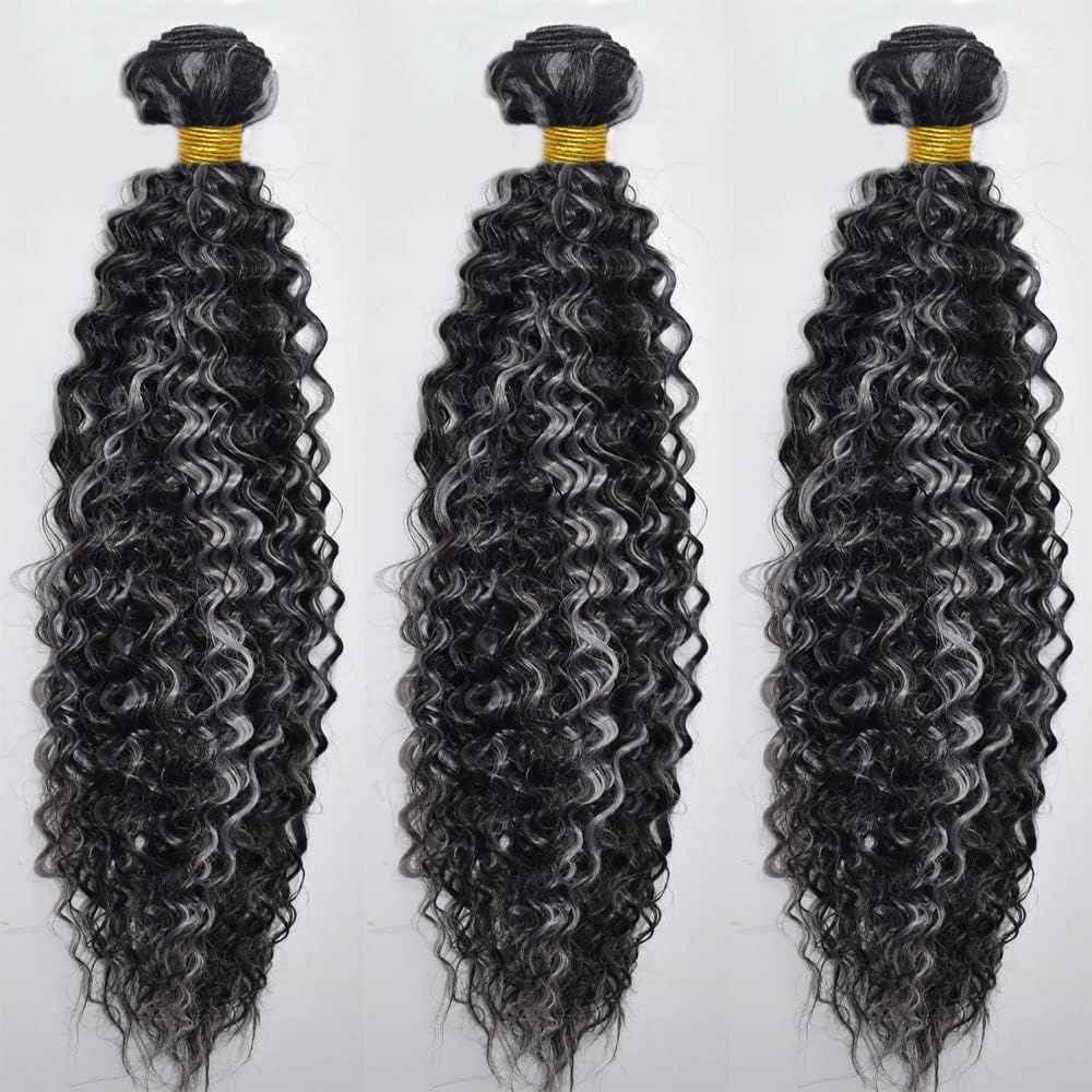 Giginger P4/GREY Human Hair Bundles 20 22 24 inch Deep Wave Bundles Human Hair Highlight Chocolate Grey Brazilian Unprocessed Virgin Quick Weave Hair for Black Women