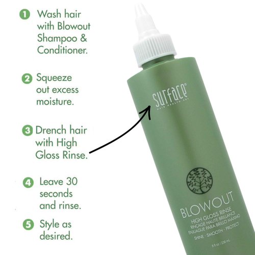 SURFACE Hair Blowout High Gloss Rinse– Organic Ingredients for Women and Men, Heat-Resistant with Babassu Oil for Longer Lasting Blowouts - 8 fl oz