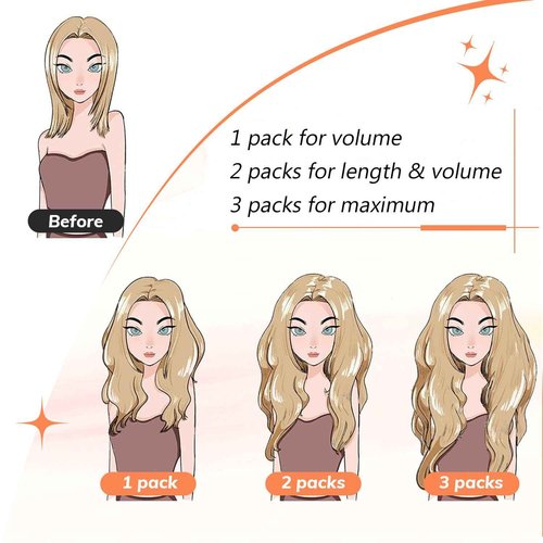 OVO Double PU Weft Hair Extensions Human Hair Ombre Brown Highlight Seamless Invisible Weft,Beaded Flat Hair Extensions, Soft & Natural Real Human Hair Extensions