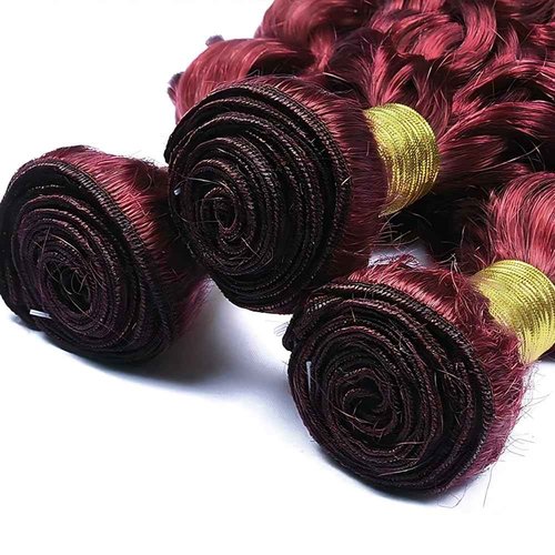ZCMYVINND Burgundy Jerry Curly Wave Human Hair Bundles 18 20 22 Inch Brazilian Wine Red 99J Bundles Human Hair Unprocessed Brazilian Virgin Quick Weave for Black Women