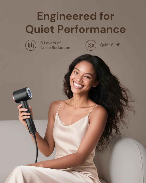 Volgtia Hair Dryer with Diffuser for Curly Hair, Blow Dryer, 110000 RPM Professional High Speed Hairdryer with Negative Ions, 1400W Blow Dryer with 6.5 Ft Cord Fast Drying for Women Men