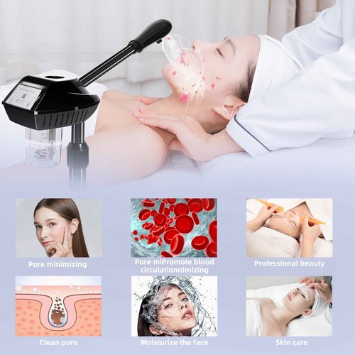 Retain time Facial Steamer, Face Steamer on on Wheels with More Steam, Adjustable Height for Face Steamer Suitable for Personal Home and Professional Personal Care Places，Moisturizing and Hydrating.