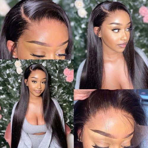 Queen Story 24 Inch HD Lace Front Wig 13x4 Lace Front Wig Straight Human Hair Wig 180% Density 9A Brazilian Virgin Human Hair Lace Front Wig for Women Natural Hairline