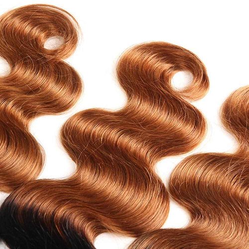 Brown Bundles Human Hair Ombre Body Wave Human Hair Bundles 12 14 16 Inch 1B/30 Dark Brown Bundle Double Weft Brazilian Virgin Remy Hair Extensions Soft And Healthy 3Pcs/Set
