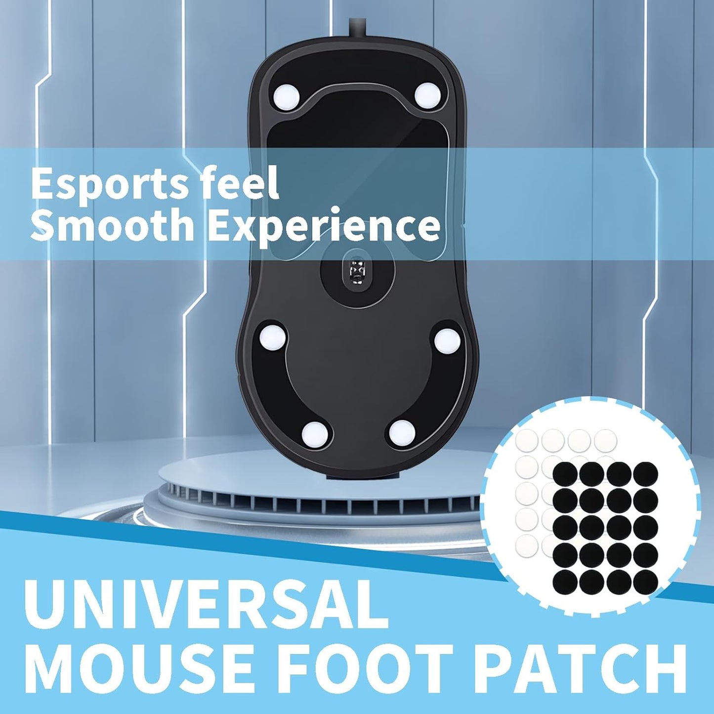 2 Pack Mouse Feet Sliding Stickers, Wear-Resistant Smooth Mice Glass Skates Pad (Glide Mice Skates, White PTFE) (6&7mm Universal Mouse Feet)
