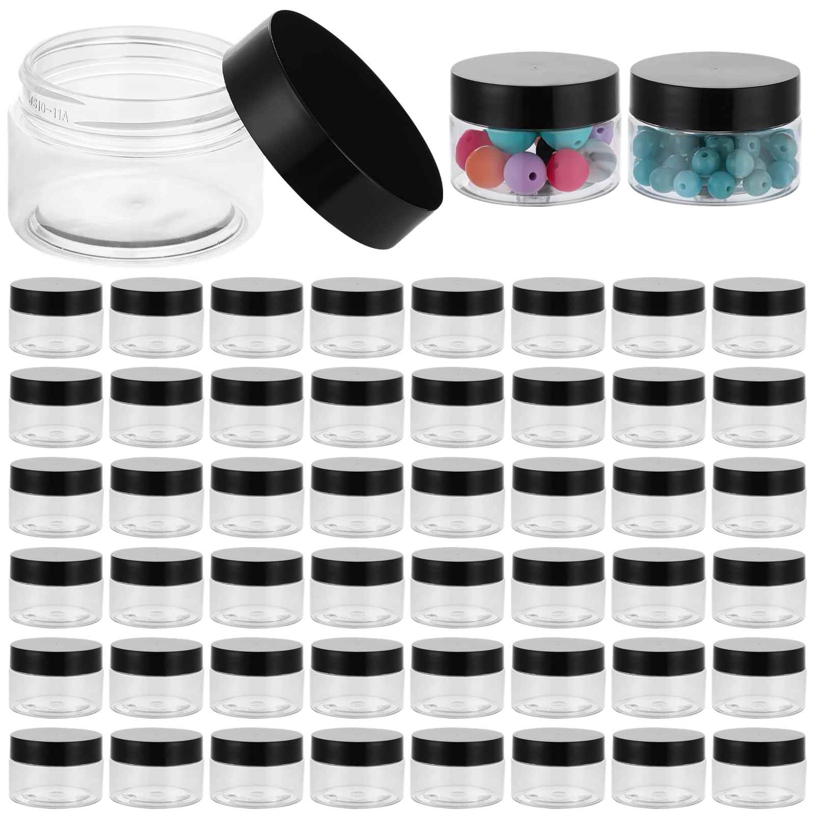 150 Pack 1 Oz Plastic Container Jar with Lids - Mini Small Round Clear Cosmetic Jars and Labels BPA Free for Lotion, Cream, Ointments, Samples, Makeup, Travel Storage