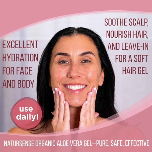 NaturSense Organic Aloe Vera Gel from 100% Pure Aloe w/pump. Great for Hair-Scalp-Face-Dry/Sensitive Skin-Acne-Sunburn. Unscented, Same Organic Ingredients! Bulk: Two 64 Fl Oz bottles (128.4 Fl. Oz.)