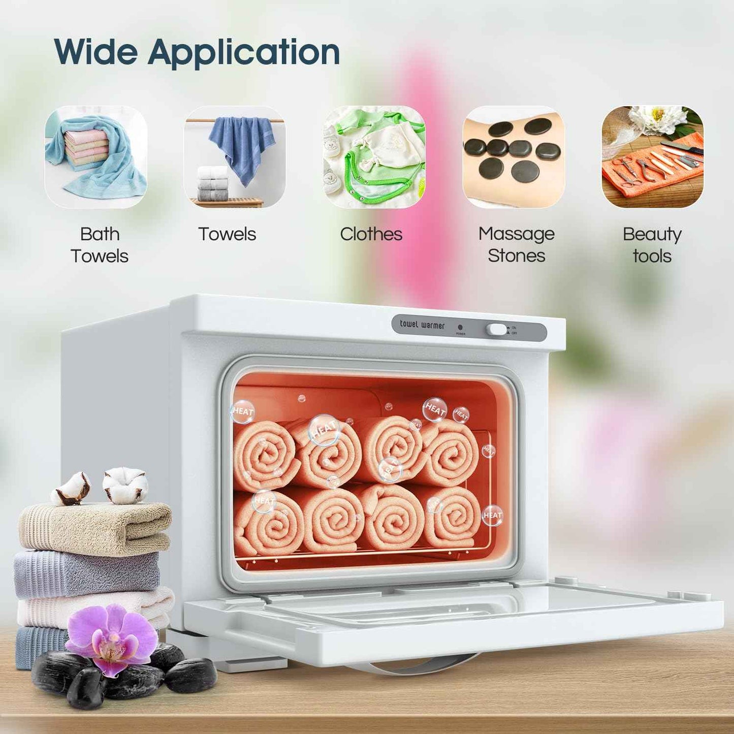 StateRiver Towel Warmer Cabinet, 8L Hot Spa Small Towel Warmer Heating Use for Facial Spa, Hair Beauty, Salon Equipment and Home - White