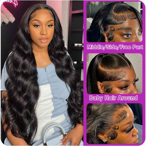 Body Wave Lace Front Wigs Human Hair 200% Density Glueless HD Transparent 13×4 Lace Frontal Wigs Human Hair Brazilian Virgin Wig for Black Women Pre Plucked