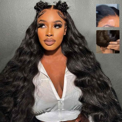 Tahikie 7x6 Body Wave Glueless Wigs Human Hair Pre Plucked Pre Cut 250% Density Drawstring Wig Human hair 7x6 HD Lace Front Wigs Human Hair for Black Women Pre Everything Ready to Go Wig 16inch