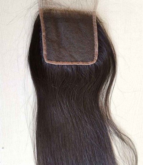 Clytie 4×4 Lace Closure Unprocessed Raw Indian Temple Human Hair Silk Straight Medium Brown Lace Closures (4×4 12")
