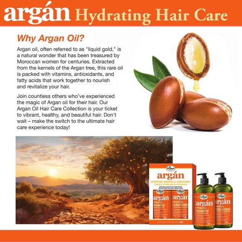 Difeel Argan Hydrating Shampoo & Conditioner Collection - 8 Piece Set, Includes Hair Oil, Mask, Leave in Spray, Travel Size - Sulfate Free, Paraben Free, Phthalate Free, Color Safe
