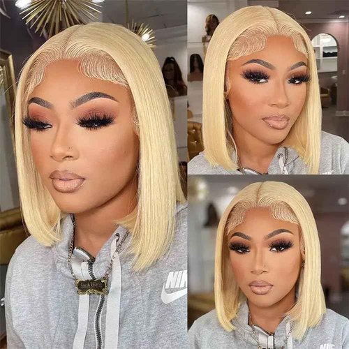 Blonde Bob Wig Human Hair 613 Lace Front Wigs Human Hair 200% Density 13x4 HD Lace Frontal Wig Pre Plucked With Baby Hair Glueless Short Straight Bob Wigs for Women (14 inch, 613 bob wig)