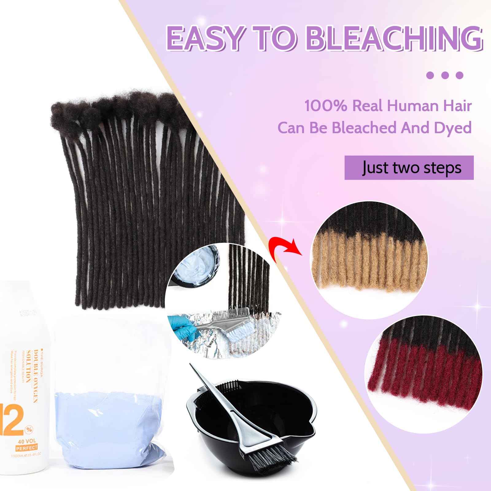 Loc Extensions Human Hair 0.4cm&0.6 cm&0.8cm width 4-18inch 10, 20, 40, 100 strands 100% Human Hair Locs Extensions for Men Women Natural Dreadlocks Can Be Dyed Bleached Curled 0.6cm 10inch 30 Strands